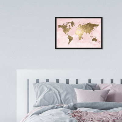 Cartes et drapeaux «Blush and Gold Mapamundi World Cartes» par Oliver Gal - impression d'art graphique