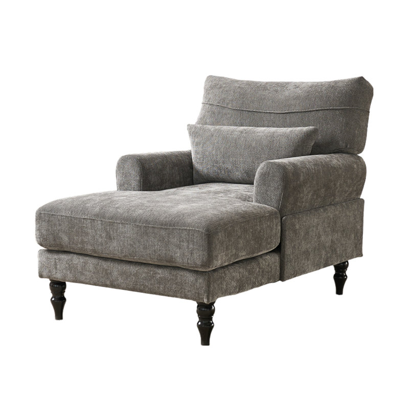 Chaise longue rembourrée avec coussin, Gris