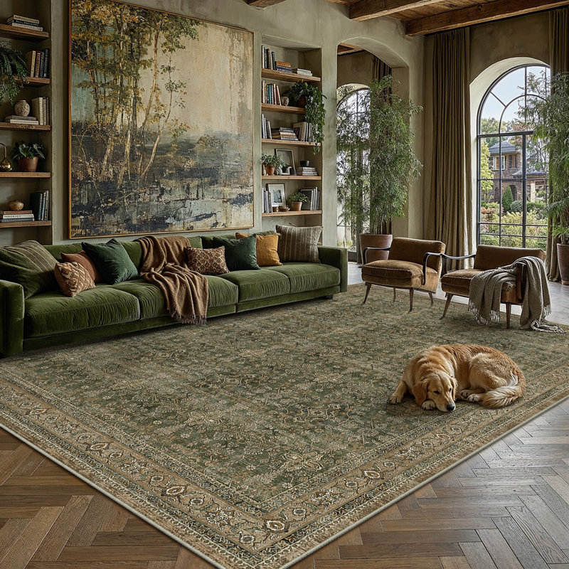Kellems Vintage Machine Washable Area Rugs For Living Room With Non-Slip Backing, 0.28", Rectangle 8' x 10'