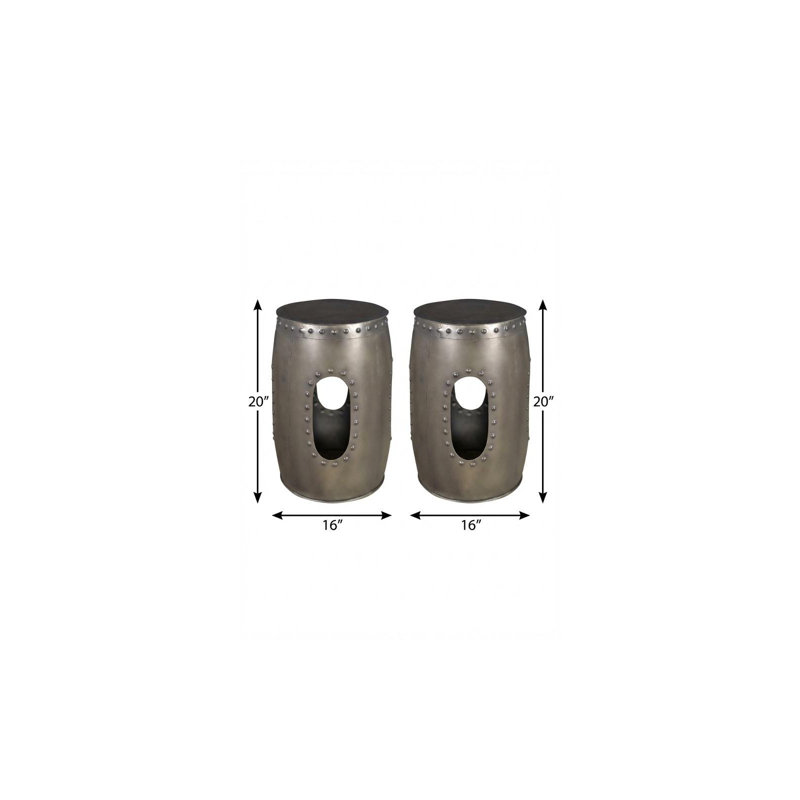  Ensemble moderne de deux tables de bout en nickel