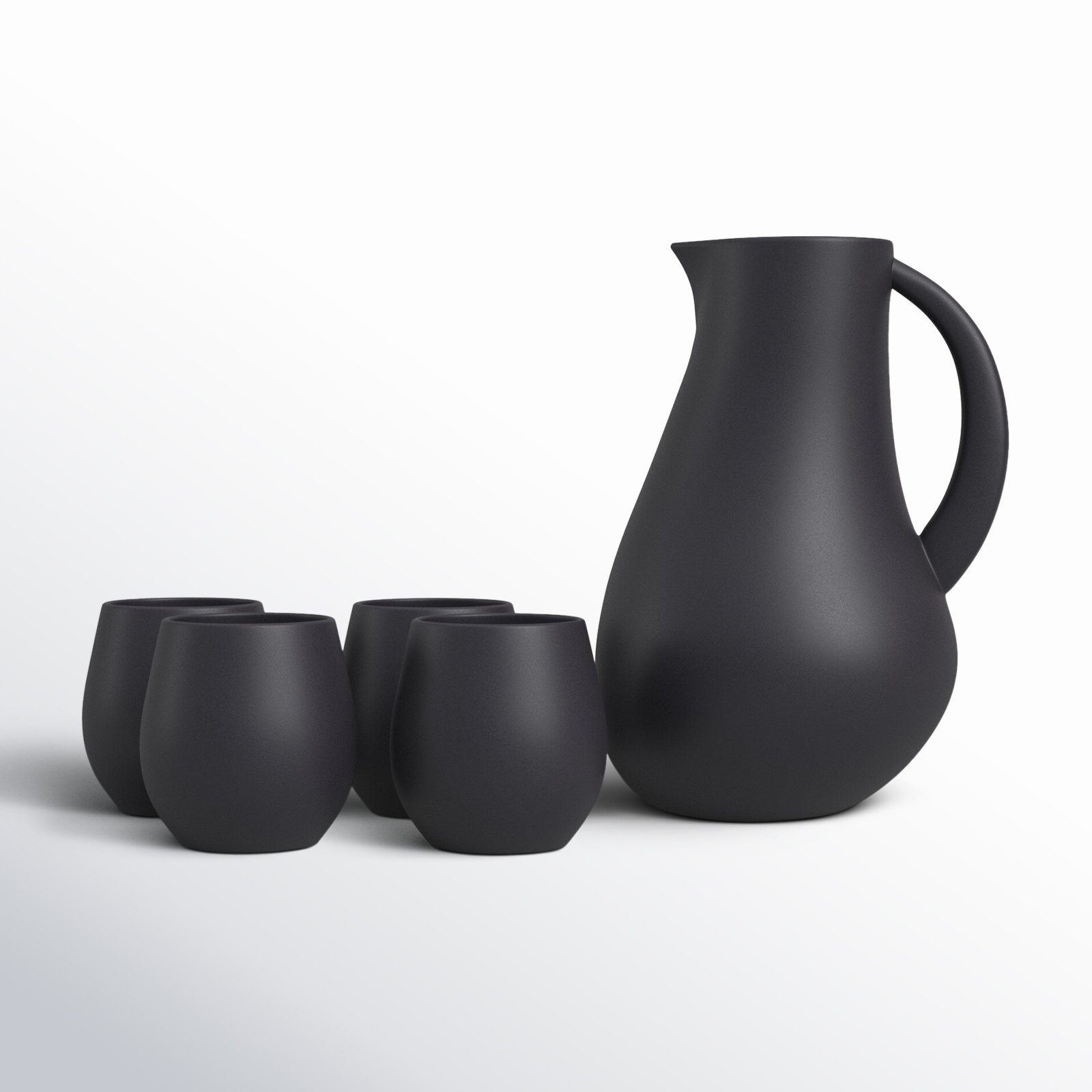 Borgen 5-Piece Goblet and Pitcher Set, Basalt