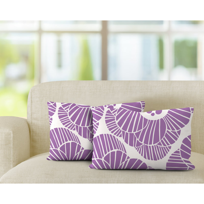  Polyester / Mélange de polyester Housse de coussin rectangulaire intérieure / extérieure lombaire et insert, Mauve