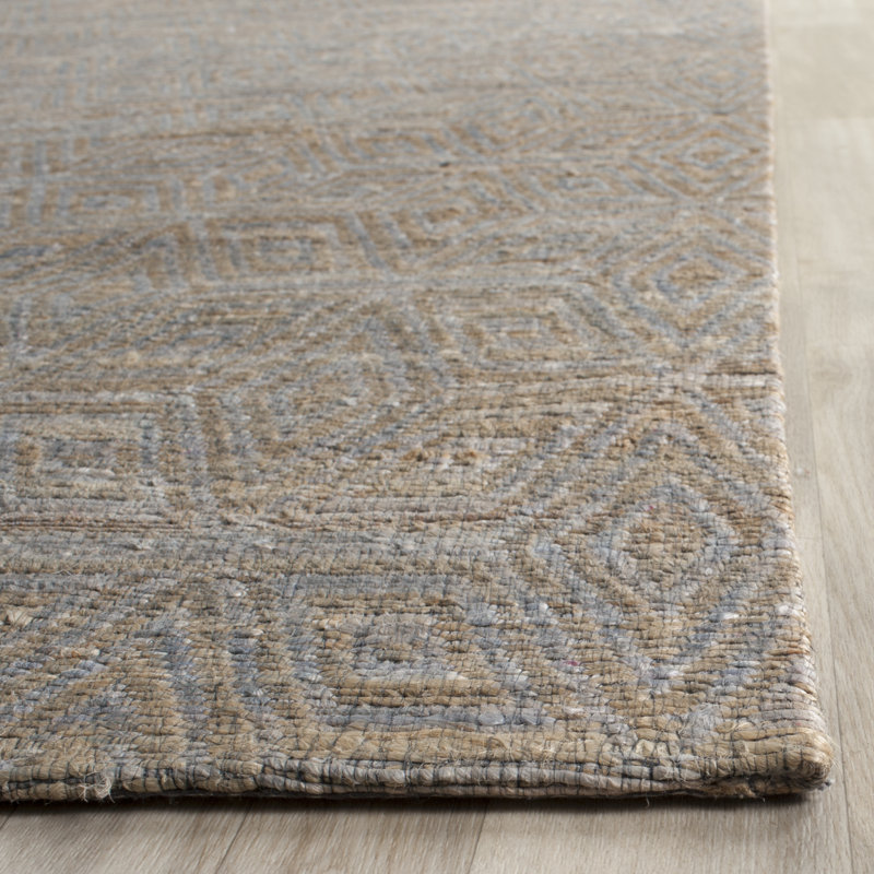 Tapis gris / sable tissé à la main Aderyn, Rectangle 5 pi x 8 pi