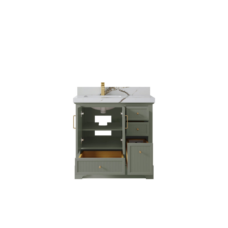 Ensemble de meuble-lavabo simple 36 po Colisa, Or Calacatta