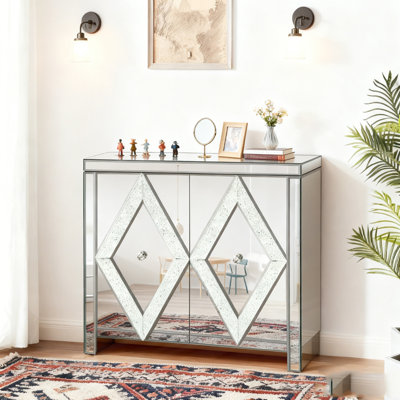 Armoire de rangement avec garniture de miroir et combinaison épissée en forme de losange