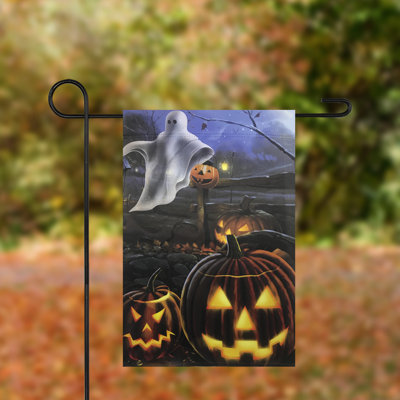 Drapeau de jardin d'Halloween citrouille et fantôme Spooky 12,5 po x 18 po