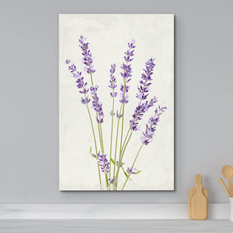 Fleur rétro, aquarelle, bouquet de lavande, floral, botanique, illustrations, H 18 po x l 12 po, Toile tendue