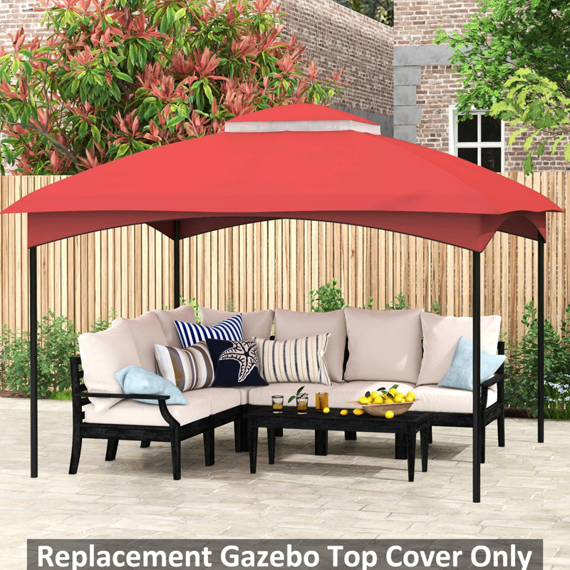 Auvent de remplacement pour pavillon de jardin extérieur 10 pi x 12 pi, rouge vin, 2 toits avec drain et remplacement de circulation d'air actif 12 pi, qualité de ventilation de drainage rouge