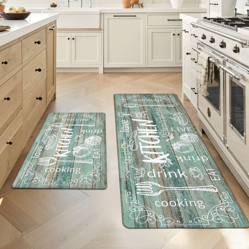 Tapis et tapis de cuisine anti-fatigue (ensemble de 2), Tapis de couloir 18 po x 30 po + 18 po x 48 po, Vert