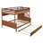 Full XL over Queen Bunk Bed with Storage Shelves and Staircase,Trundle and LED Light,Walnut-1281654479