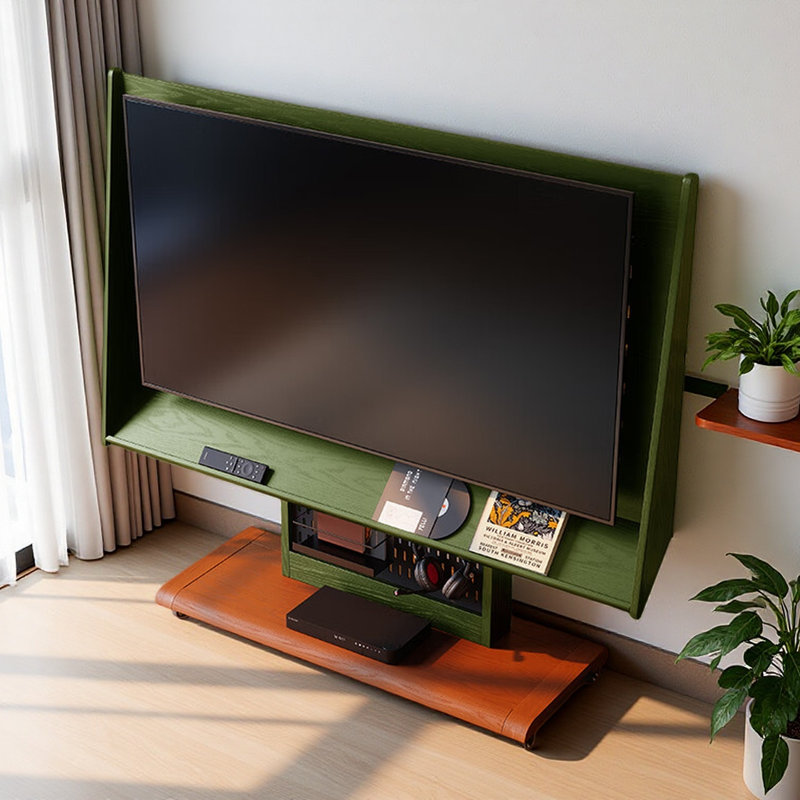 Meuble télé vert français à design rétro