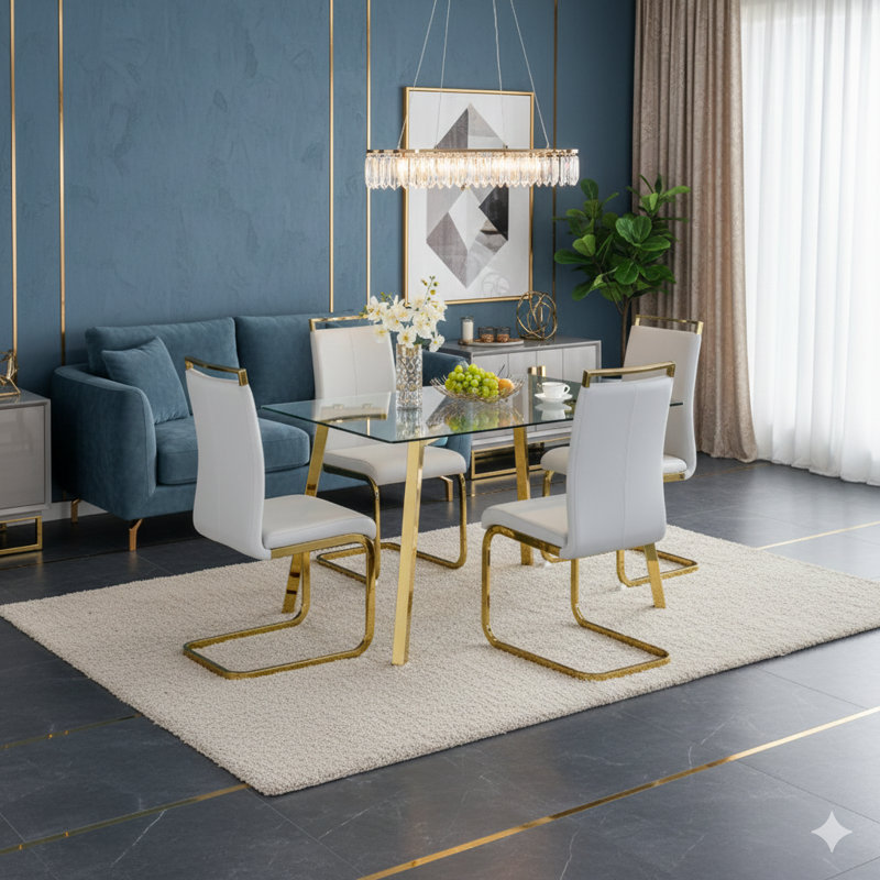 Doté de pieds en métal doré, convient pour la cuisine, la salle à manger et le salon, dimensions: 51 po de largeur * 31,5 po de profondeur * 29,5 po de hauteur