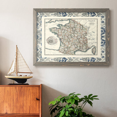 Border Map of France - Reproduction d'un seul cadre photo sur toile