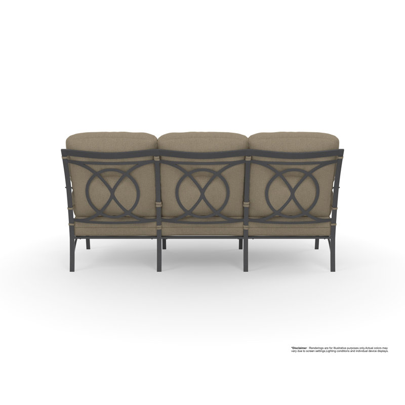 Pasadera Outdoor 3 - Seat Patio Sofa, Harris Stone, Carbon Black