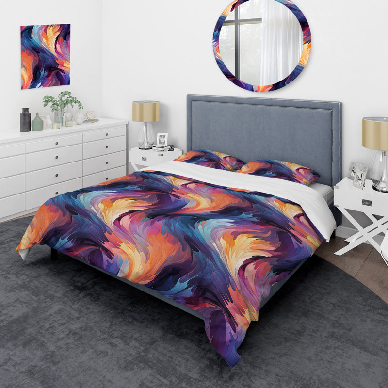 Ensemble de housse de couette Colorful Mystic Ikat Fusion, Housse de couette pour grand lit et 2 taies décor