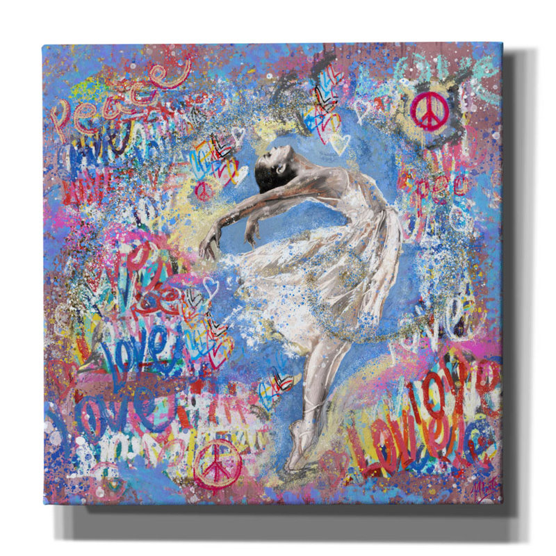 «Graffiti Ballerina 1» par Marta Wiley, art mural sur toile, H 26 po x l 26 po x P 1,5 po
