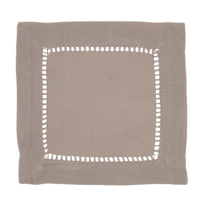 Rowles Hemstitched Border Dinner Napkin, Taupe, 18" L x 18" W
