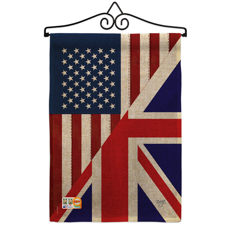 En toile jute à 2 côtés de l’american united kingdom amitié 19 po x 13 po drapeau de jardin