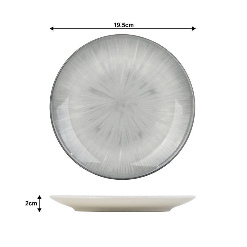 Waterside 12pc Reactive Glaze Porcelain Dinner Set, Silver