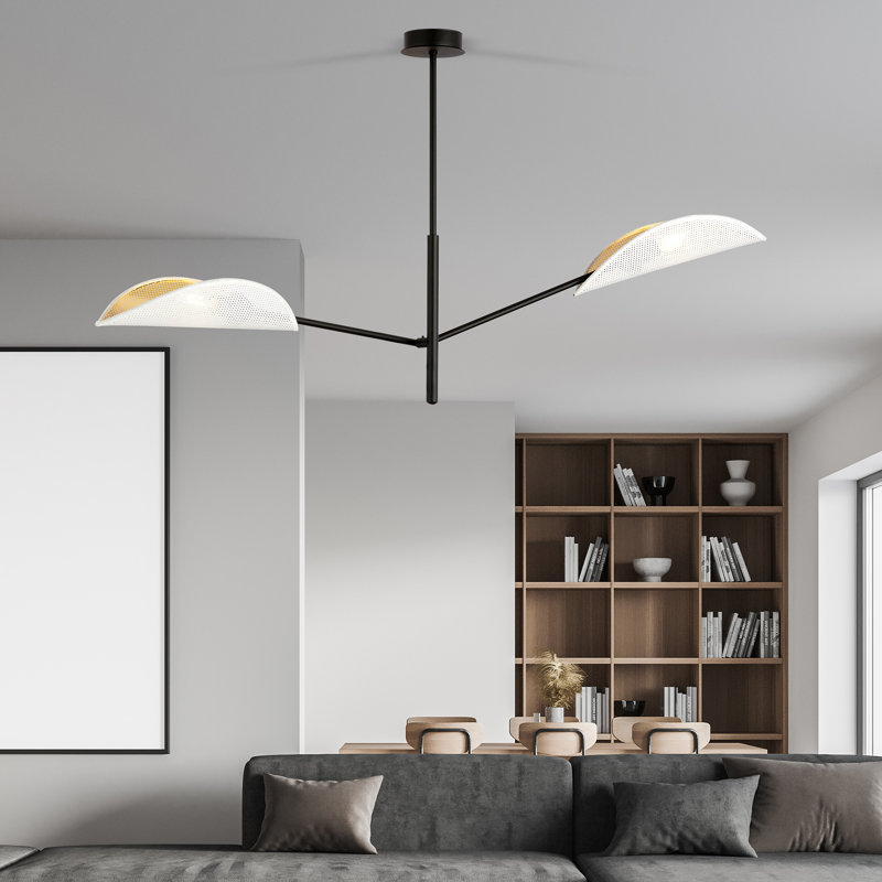2 - Light Chandelier, White/Gold