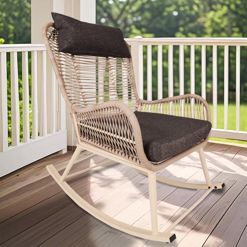 Chaise berçante pour l'extérieur avec coussin Hubhalsun, Gris foncé
