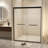 44-48" W × 72" H Tempered Glass With Explosion Proof Film, Aluminum Frame Double Sliding Shower Door, "1/4 (6 Mm), Stainless Steel Handle, Matte Black-123210127