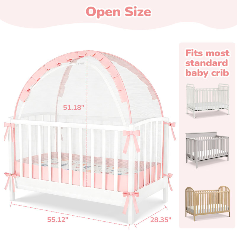 Tente de lit pour bébé, auvent escamotable avec fermeture à glissière, housse de lit de bébé portable, grande ouverture et espace