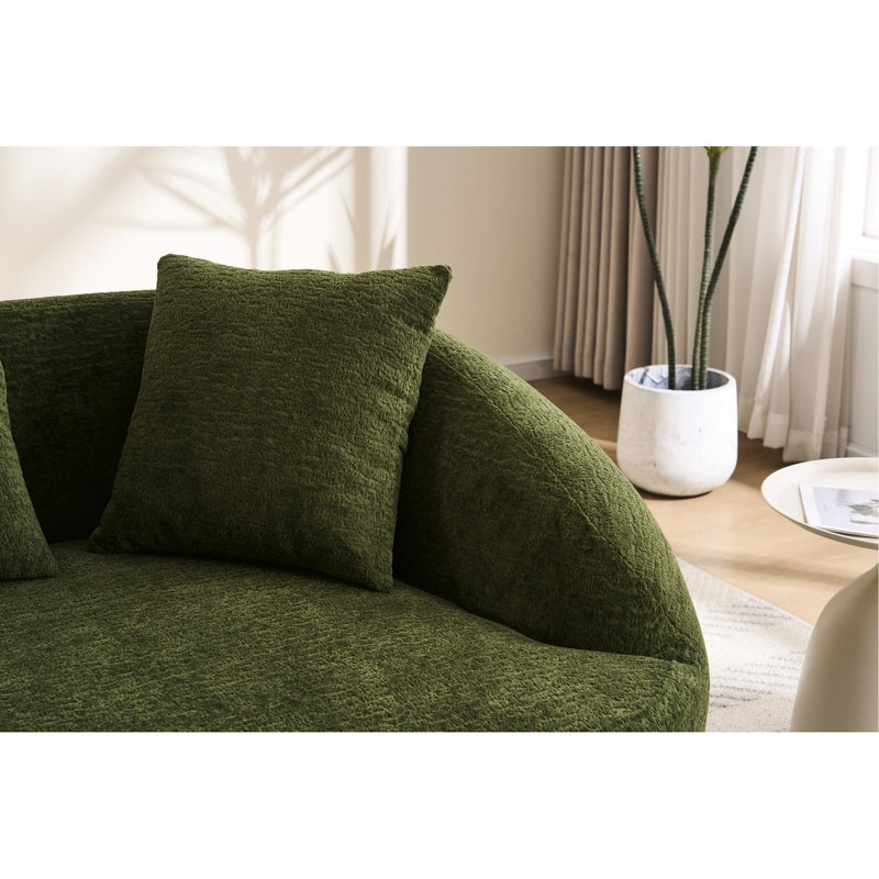 Canapé incurvé moderne 049s 2 en chenille sans os, version améliorée, 3 coussins, idéal pour les appartements, design d'espace avec un salon décoratif, confortable pour les invités