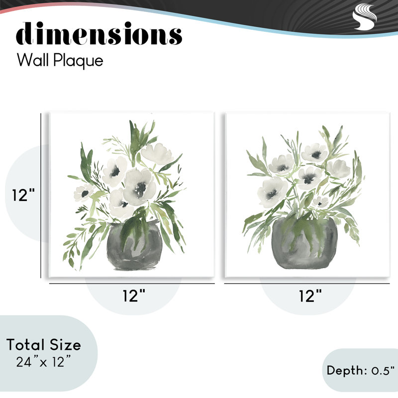 Ensemble de 2 plaques murales blanches en forme d'anémone blanche, design par Lucille Price