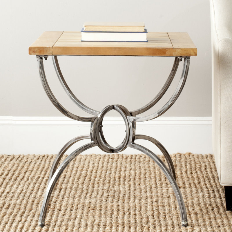 Table de bout à piédestal en bois massif Loreen