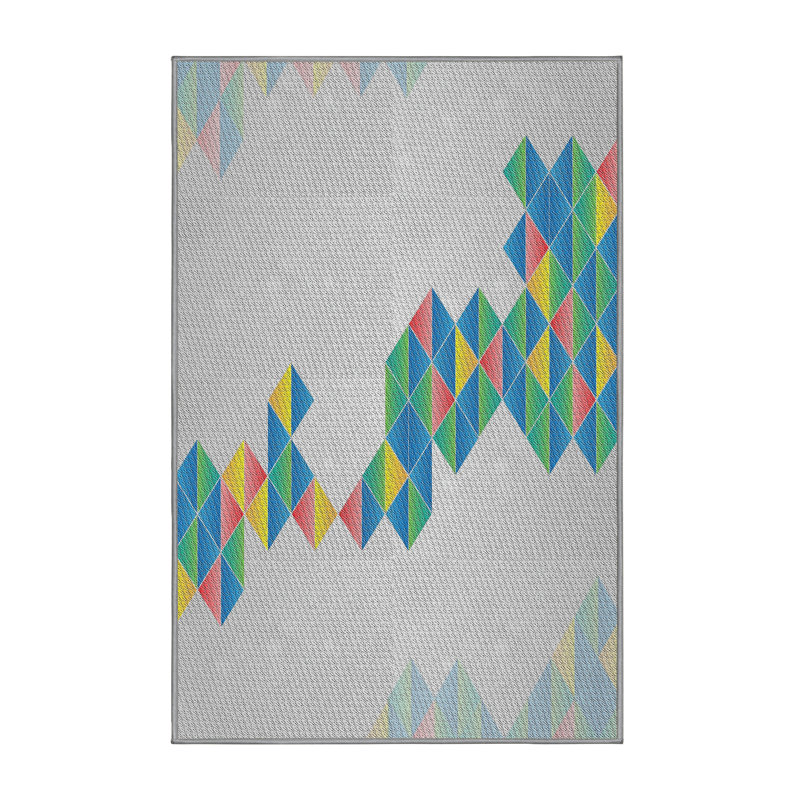 Tapis à motifs bleu / orange / vert, Rectangle 7 pi x 9 pi