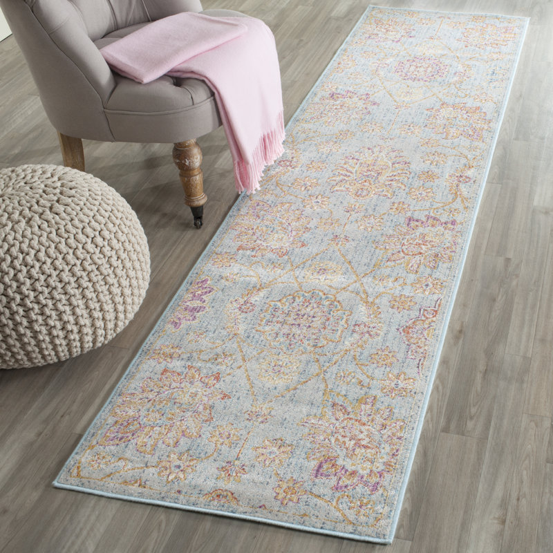 Beausejour Sevilla Viscose Oriental Rug in Blue, Runner 2'1" x 8'