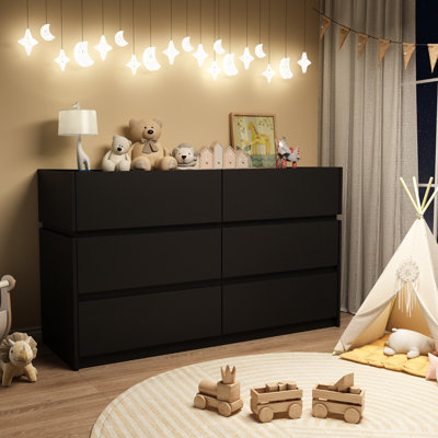 6 Drawer Dresser With Charging Station & LED Light, 47.2" W