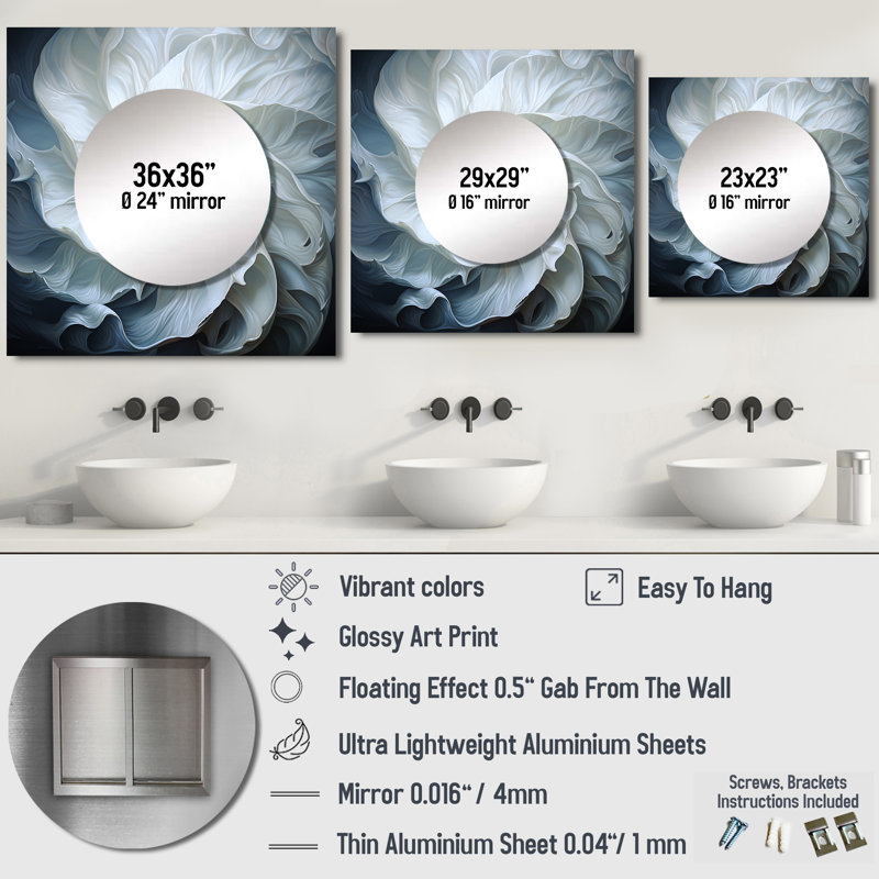 Haoran - Miroir carré pour décoration murale, 23 po x 23 po
