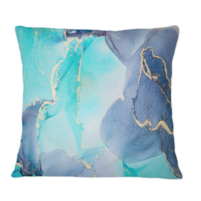 Turquoise et mauve, luxe, abstrait, art fluide II - coussin décoratif moderne