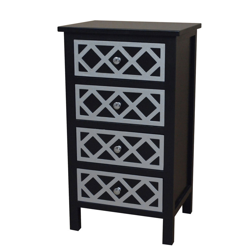Commode 4 tiroirs cabinet Trellis, Noir