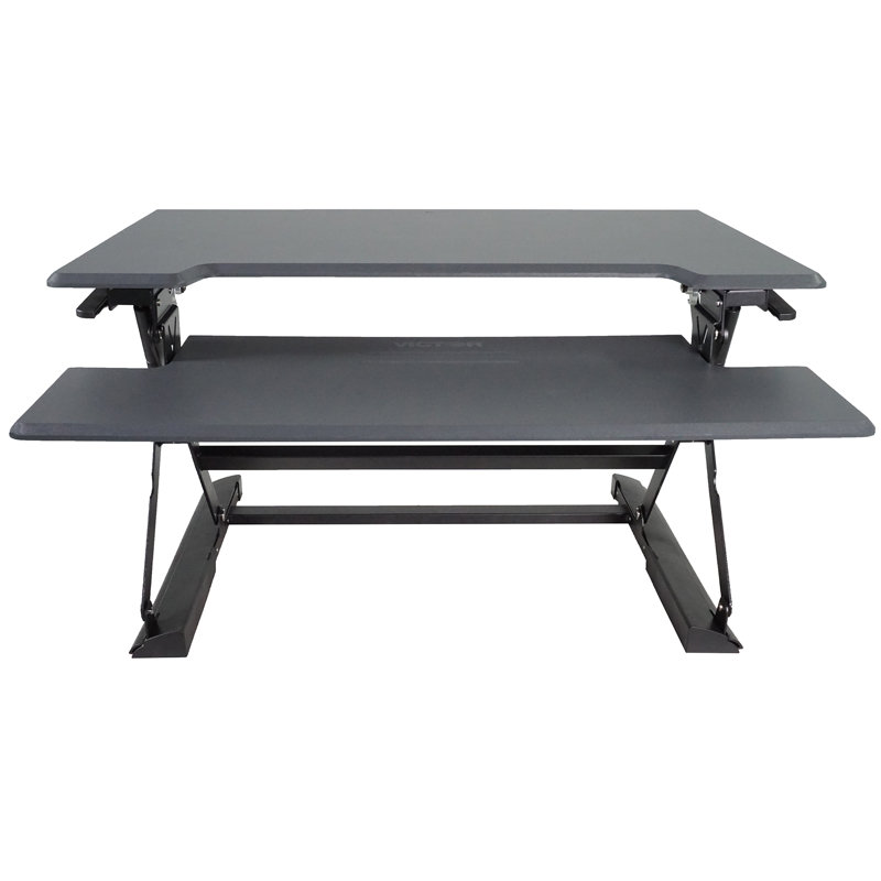 Convertisseur de bureau debout à hauteur ajustable Effie, Gris anthracite / noir, 36" L x 23" D