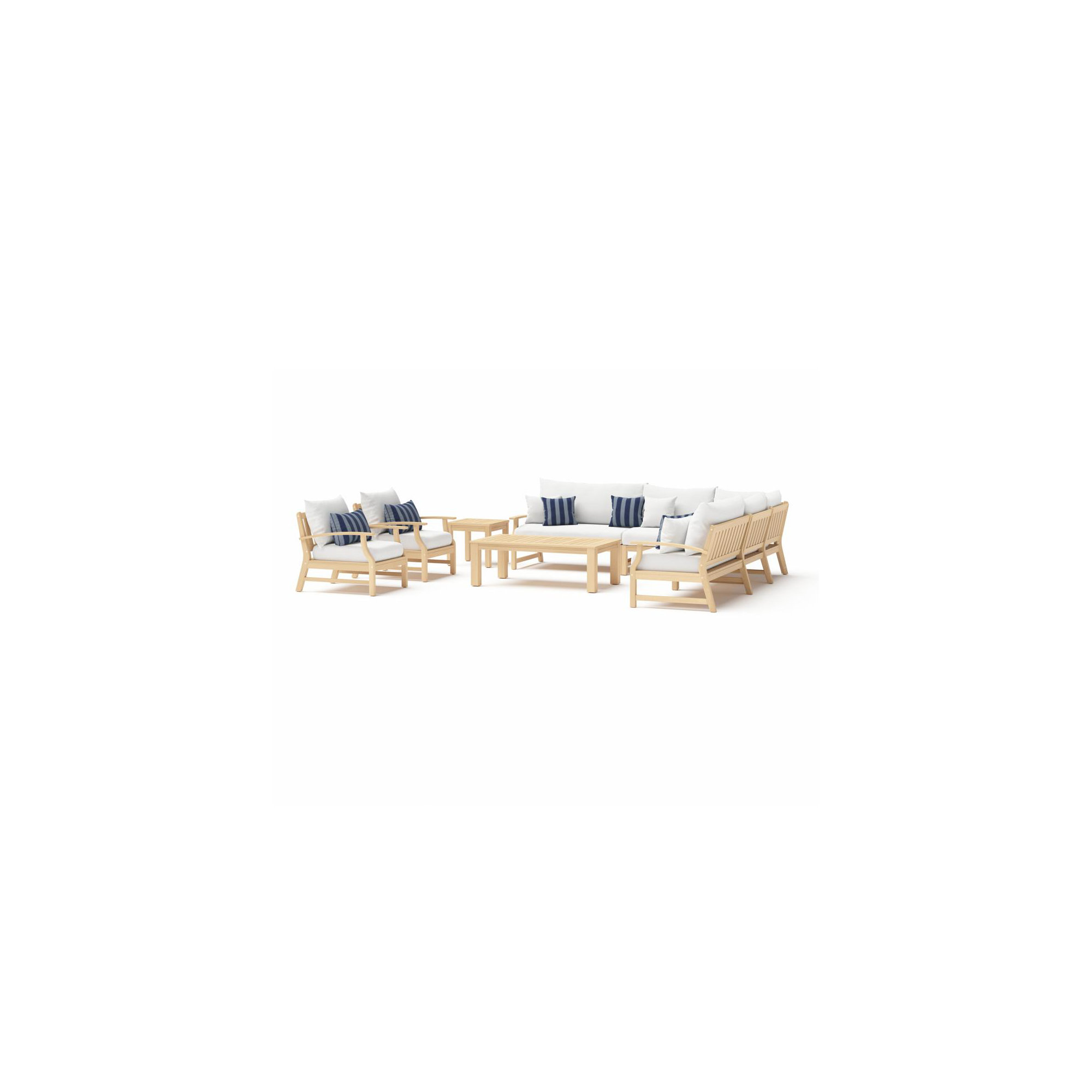 Paulet 11 Piece Seating Group with Cushions, Centered Ink Stripe Sunbrella®