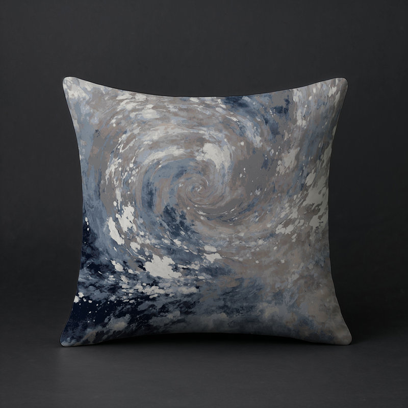 Coussin décoratif intérieur / extérieur bleu Modern Modern, Gris abstrait 55, Carré 20 po