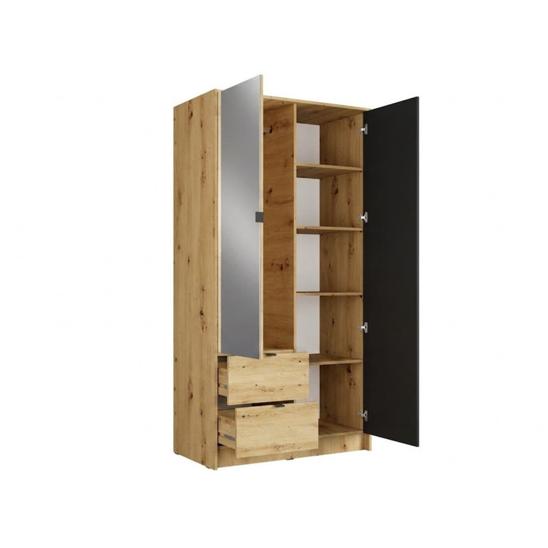 2 Door Glass and Steel Wardrobe