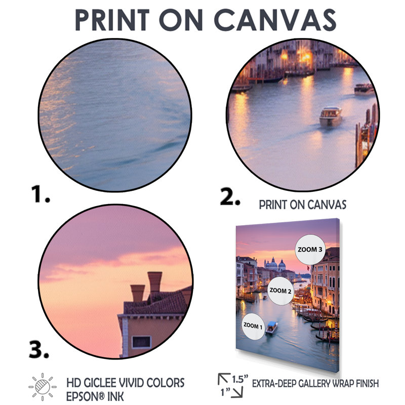 Panorama, petit bateau sur le Grand Canal - Venise, art mural, Cadre flottant noir, H 32 po x l 24 po