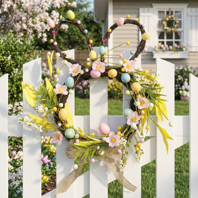 Easter Egg Bunny And Wreath Home Holiday Decorations