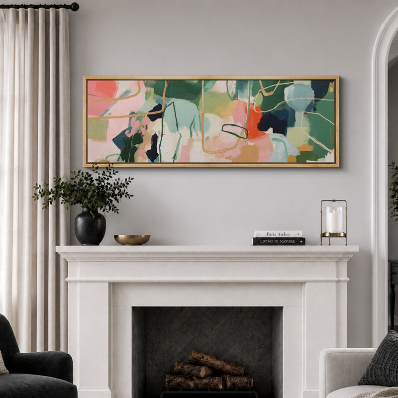 «Mid Century Shape Colorful Abstraction Vibrant», reproduction d'art sur toile, H 20 po x l 60 po, Naturel