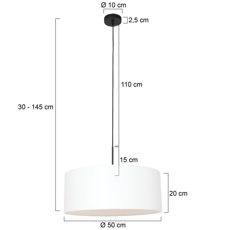Durell 1 - Light Black Single Pendant, White