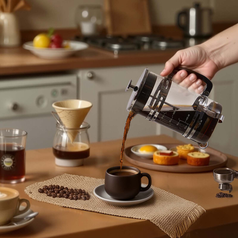 French Press Coffee Maker 34 oz Borosilicate Glass Coffee Tea Press, Espresso