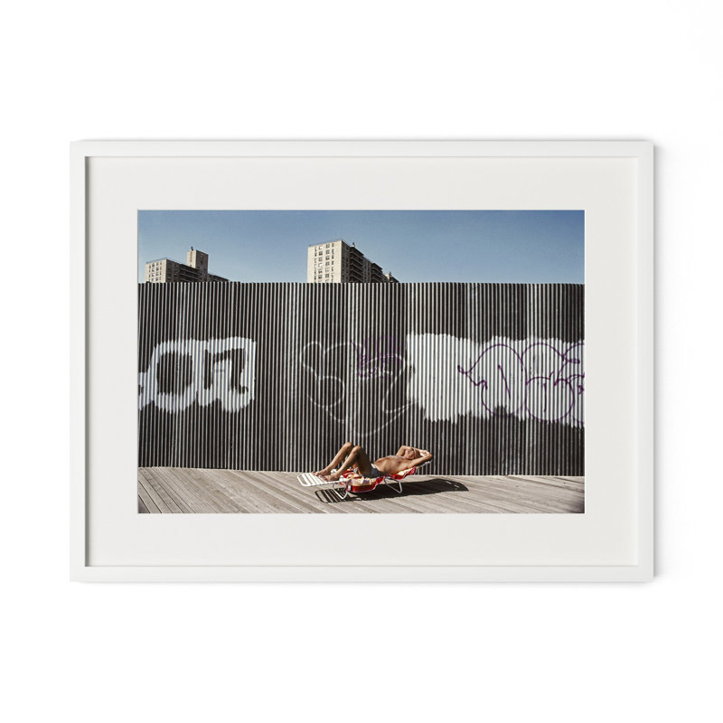 Brighton Beach Boardwalk Print by Barbara Alper, W 32" x H 24", White Maple