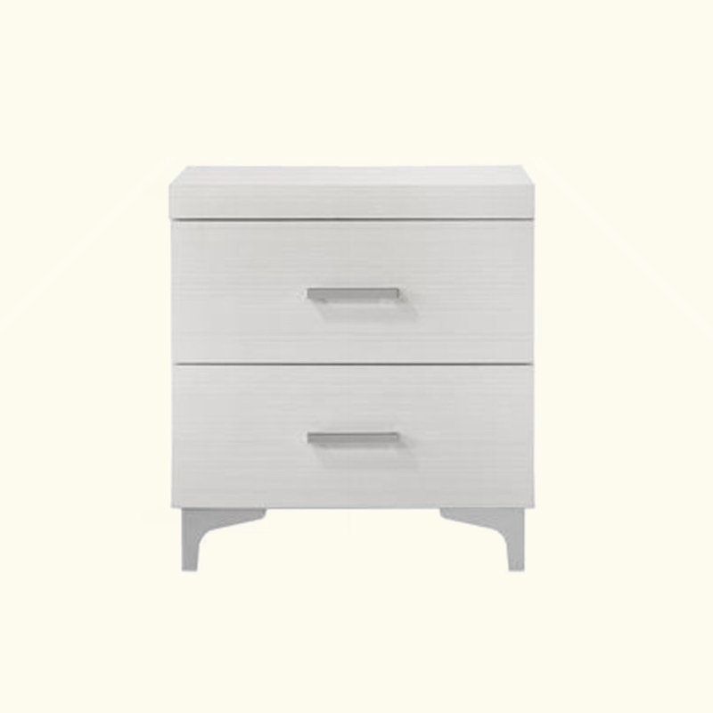Table de chevet 2 tiroirs avec pieds en métal, blanc