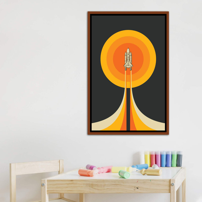 Décoration murale Upward Kids, H 60 po x l 40 po x P 1,5 po, Toile avec cadre brun classique
