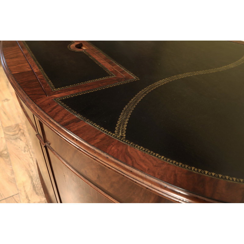 Walnut Kidney Shaped Desk With Leather Top