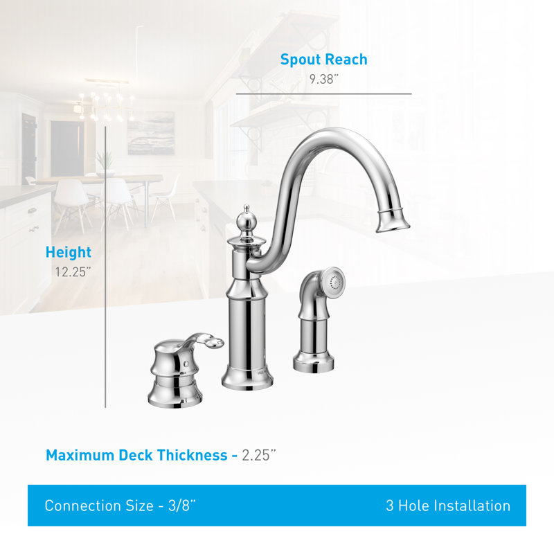 Robinet de cuisine à poignée simple avec rince-légumes et Duralock™ Waterhill, Fer forgé